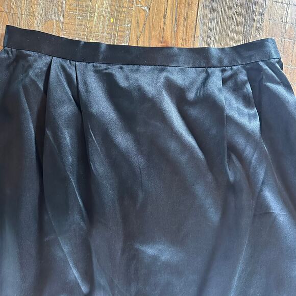 POINT OF VIEW COLLECTION Skirt Womens 10 Black Silk Vintage a-line knee - Picture 2 of 7